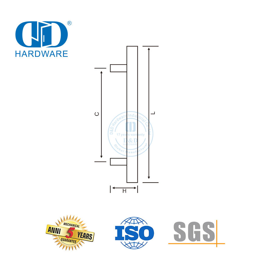 Tirador de acero inoxidable simple y moderno Brilliance para puerta de vidrio de baño-DDPH016-A Φ25-MB