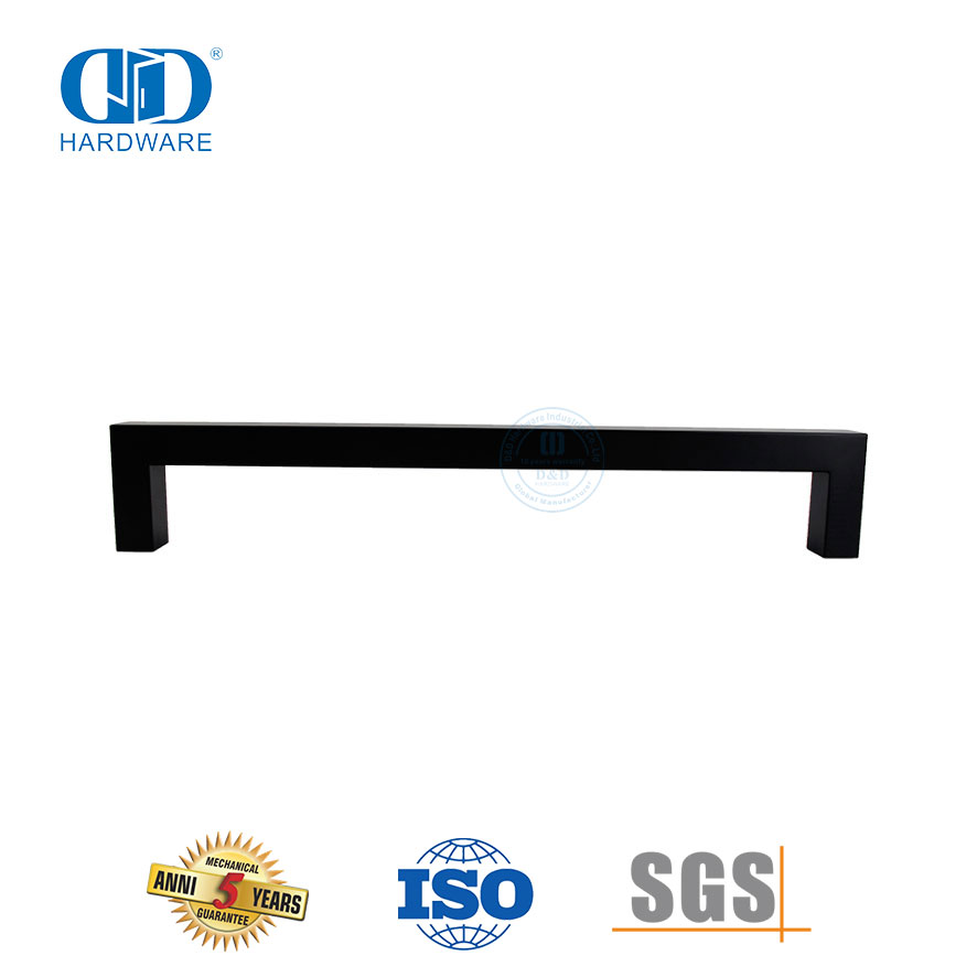 Tirador cuadrado de acero inoxidable de 12x12 mm para puerta de vidrio exterior de cuarto de ducha-DDPH034-MB