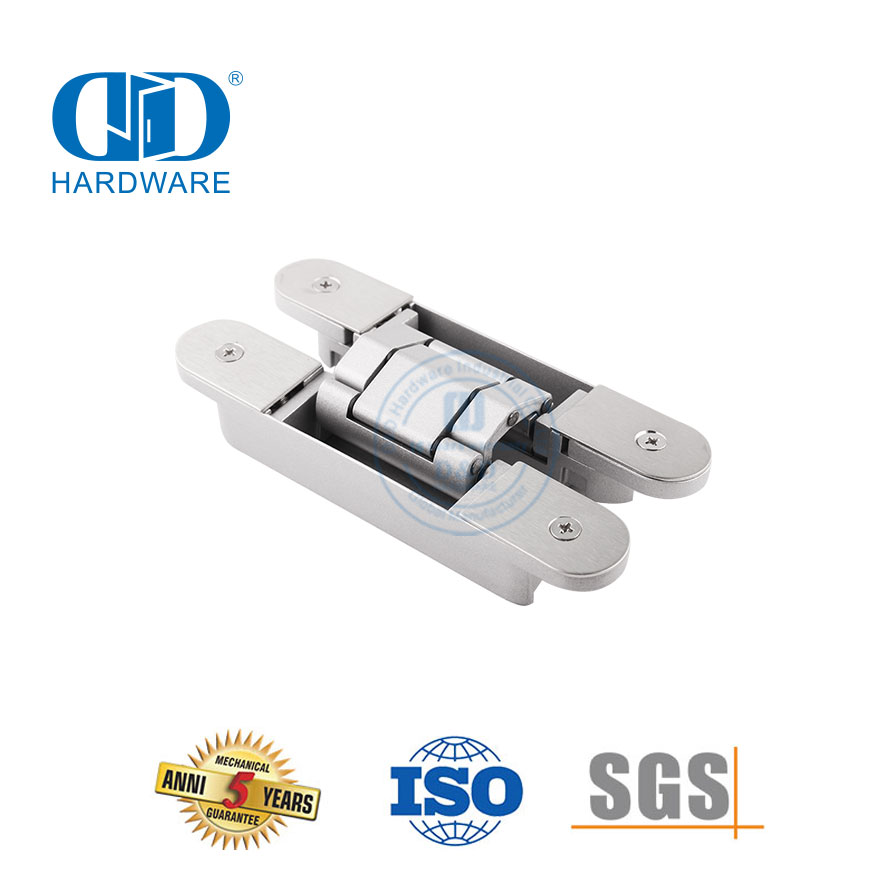 Bisagra de aleación de zinc Hardware oculto invisible 3D Cierre suave Bisagra de puerta exterior interior comercial a tope resistente-DDCH008-G80