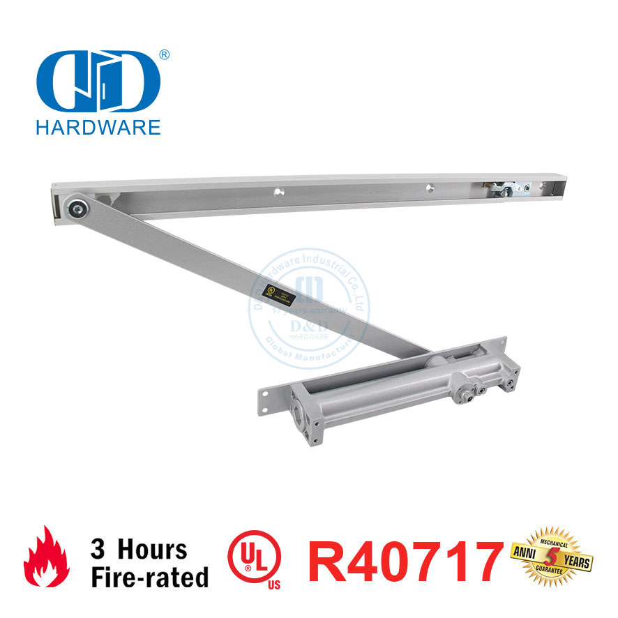 Ferretería de aluminio Certificación UL Resistencia al fuego Control ajustable Control posterior Cierrapuertas interior residencial hidráulico-DDDC054
