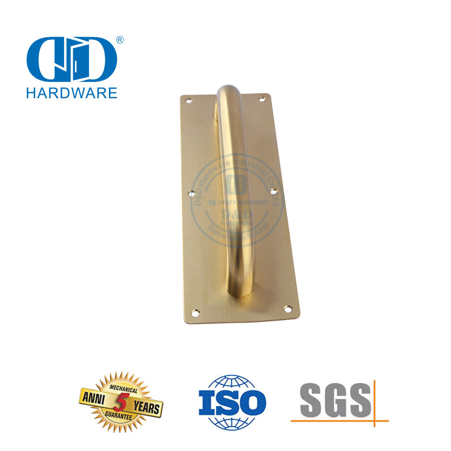 Placa de señal de puerta dorada de acero inoxidable, accesorio de herrajes para puerta, tirador de puerta de madera de metal comercial-DDPH023