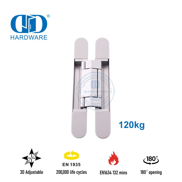 Suministro de China Aleación de zinc 3D Cruz oculta oculta Cierre suave Ajuste silencioso Bisagra de madera de acero comercial de 180 grados-DDCH008-G120