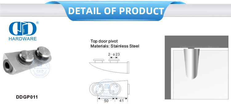Pivot-DDGP011 de ajuste de parche de ajuste de vidrio de pivote de puerta superior de servicio pesado de acero inoxidable