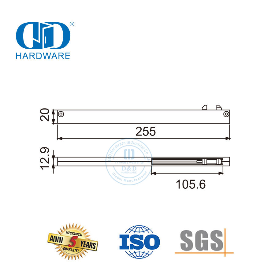 Accesorios de vidrio de acero inoxidable Herrajes para muebles Ducha deslizante Palanca hidráulica-DDSL001-8