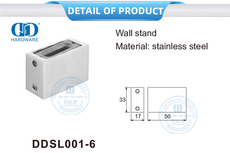 Soporte de pared para puertas corredizas de herrajes para vidrio de acero inoxidable-DDSL001-6