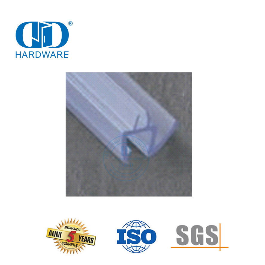 Hardware de vidrio de alta calidad, sello superior de puerta de vidrio de PVC, tira de sellado de goma de silicona, tira de sellado de ducha-DDWS005