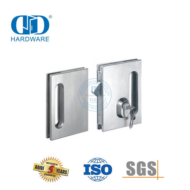 Cerradura de puerta corrediza de vidrio cuadrada de acero inoxidable, cerradura con manija de llave, accesorio para puerta-DDGL003