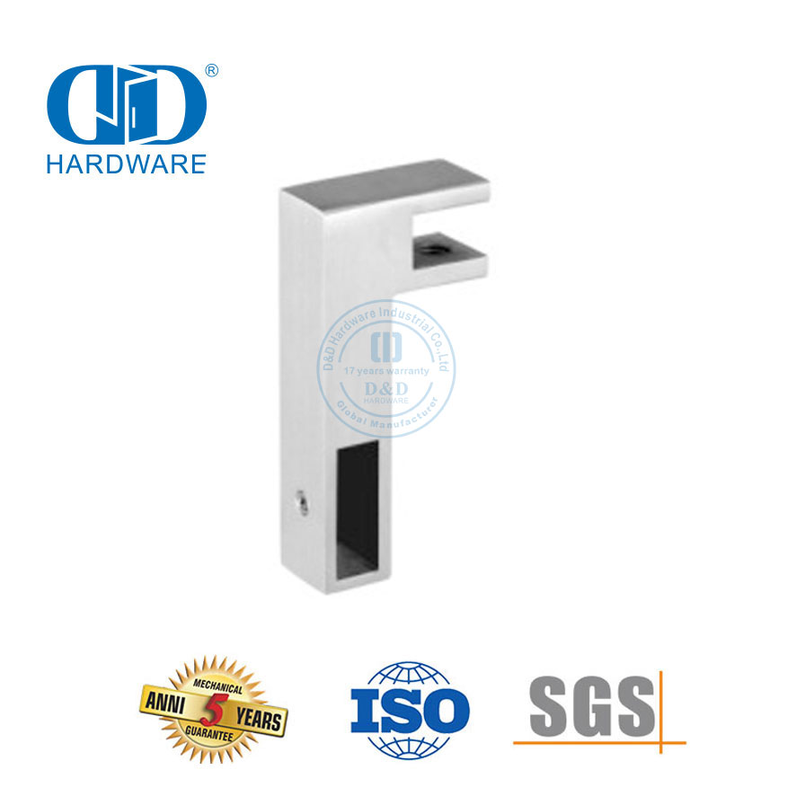 Soporte de barra de soporte de baño de acero inoxidable Conector de tubo de accesorio de puerta de vidrio cepillado-DDSC015