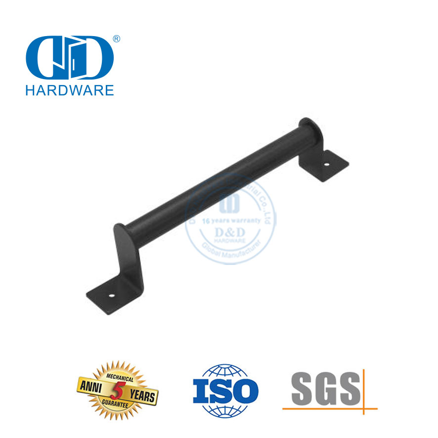 Manija corrediza de acero inoxidable Manija de puerta de granero con recubrimiento en polvo negro resistente-DDBD098