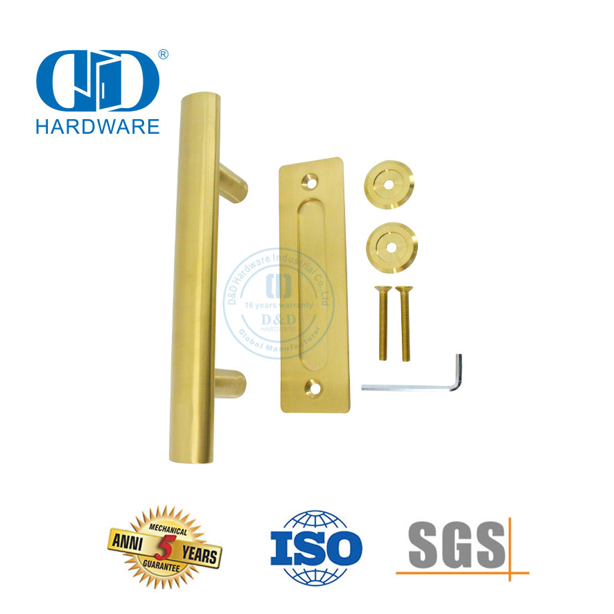 Puerta de madera de acero inoxidable Manija de puerta de granero de doble cara Aplicación comercial Manija de palanca hueca-DDBD101 SB