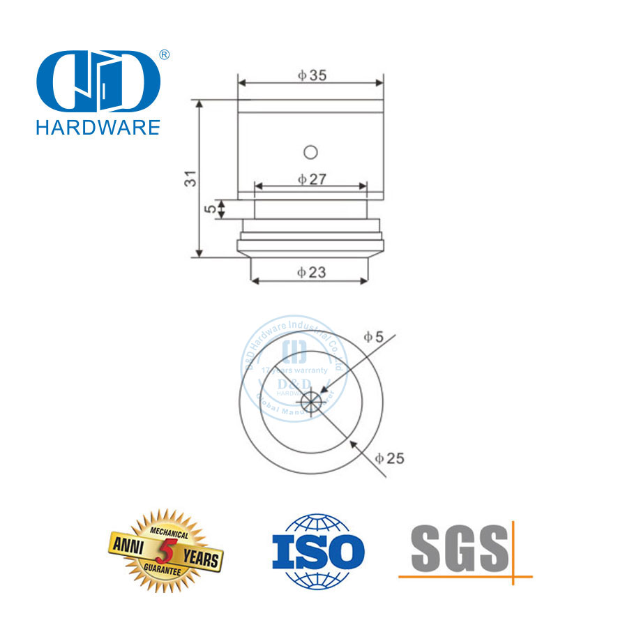 Herraje para puerta de vidrio de acero inoxidable, fijación de un solo punto, herrajes para puerta corredera, pivote para puerta de vidrio-DDGP025