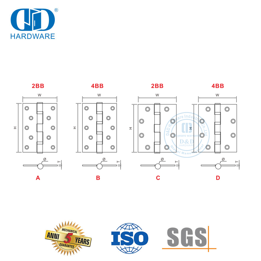 Bisagra de puerta con rodamiento de bolas de acero inoxidable de alta calidad-DDSS011-B
