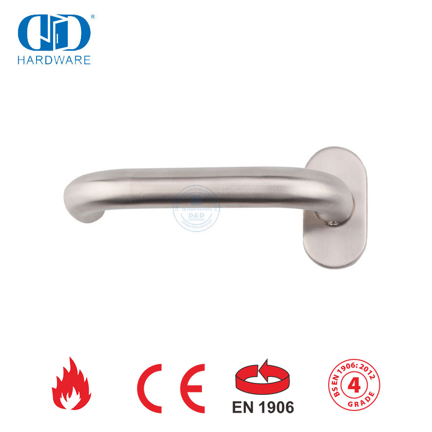 Accesorios para puertas exteriores Manija de palanca hueca con escudo elíptico de acero inoxidable-DDTH001-SSS