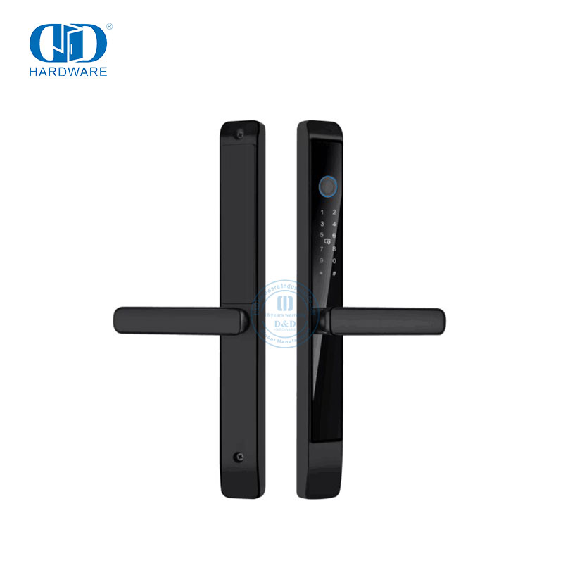 Teclado con pantalla táctil Cerradura de puerta de entrada sin llave con huella digital inteligente digital con manija reversible -DDDL010
