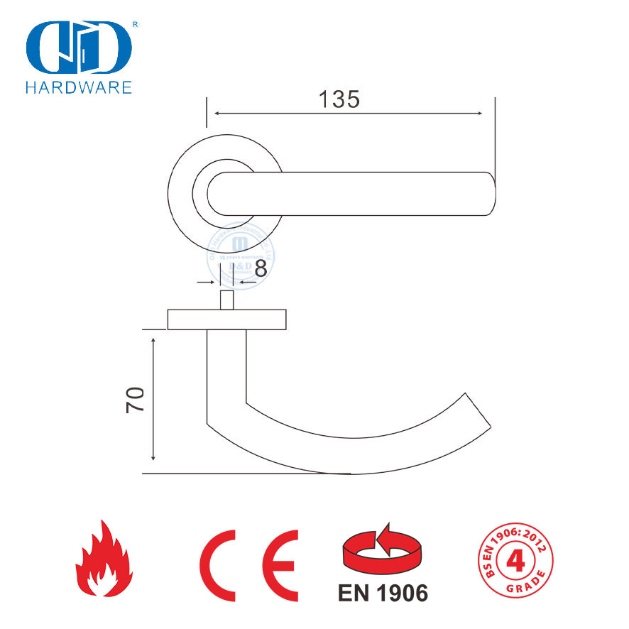 Manijas de palanca para puerta externa comercial de latón satinado de acero inoxidable-DDTH011-SB