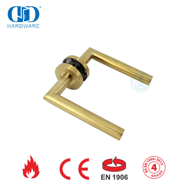 Latón satinado EN 1906 Accesorios de seguridad para cerradura de puerta Manijas de palanca doradas-DDTH003-SB