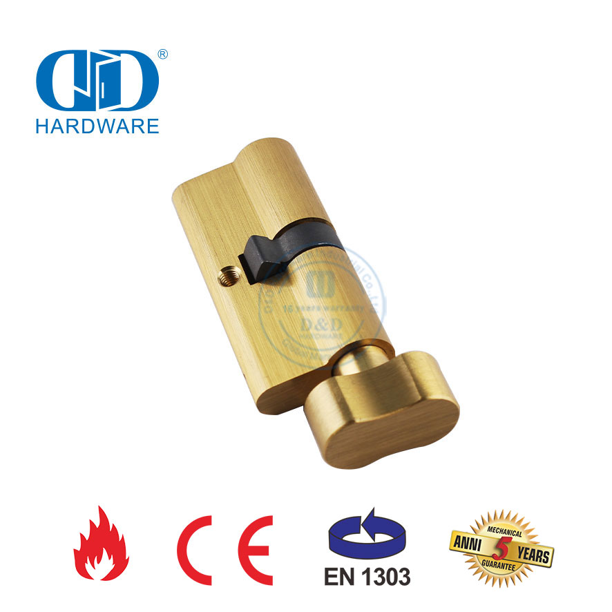Cilindro de cerradura de embutir para baño de latón satinado con certificación EN 1303-DDLC007-70mm-SB
