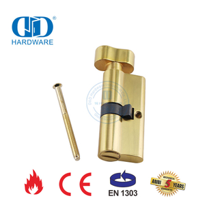Cilindro de cerradura de puerta de baño de estilo europeo EN 1303 de latón pulido-DDLC007-70mm-PB