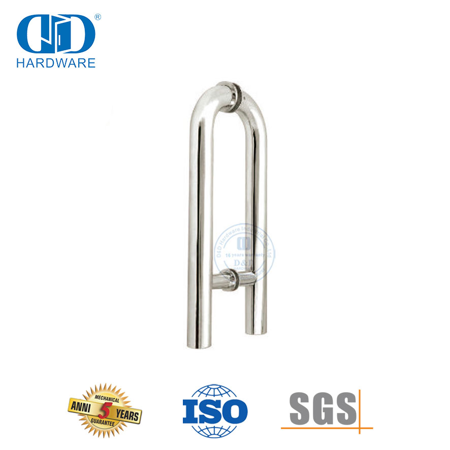 Manija de tracción de puerta de vidrio de baño en forma de U grande de tubo redondo de entrada-DDPH010