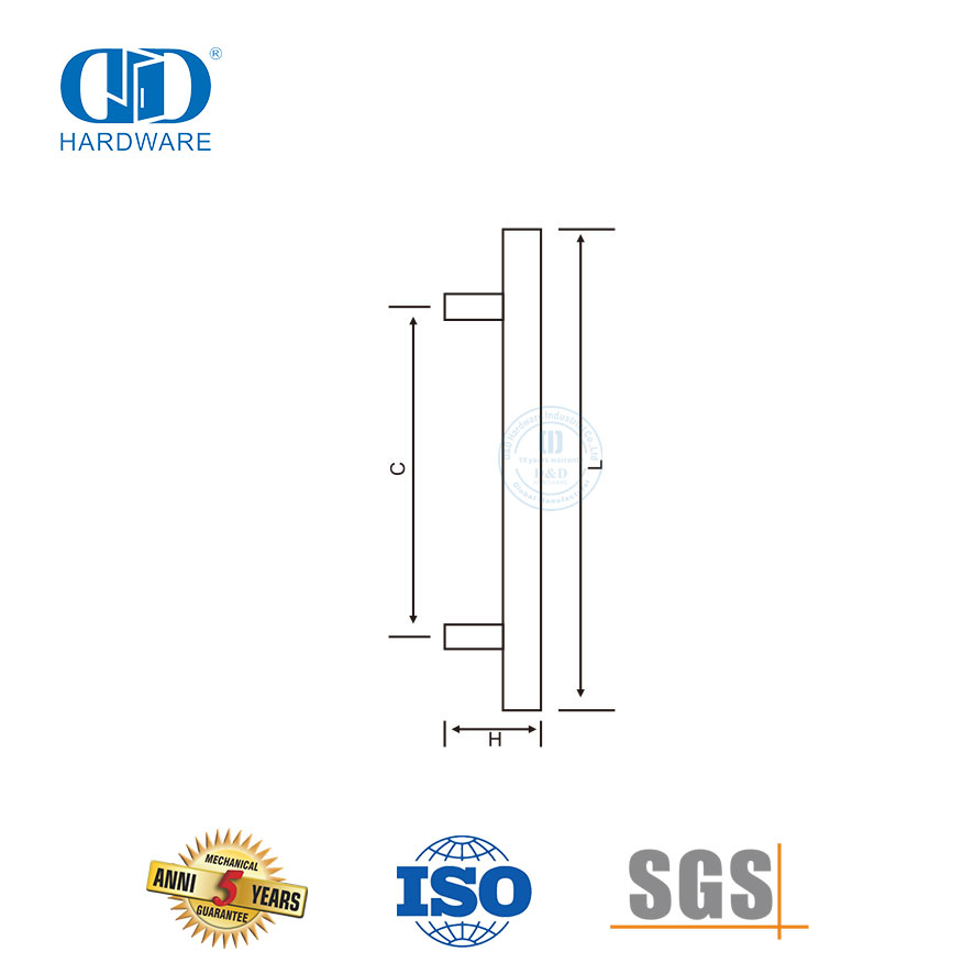 Tiradores de muebles de metal con barra en T de acero inoxidable rentables para puertas de ducha de vidrio-DDPH033-SSS