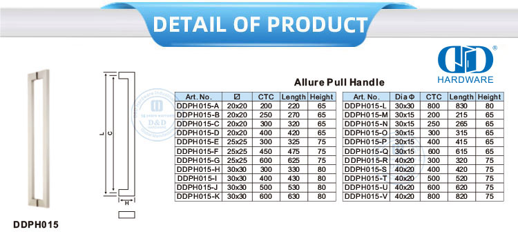 Tirador de tubo cuadrado D