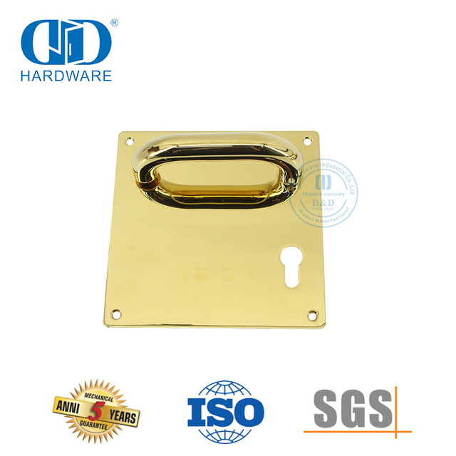 Hardware decorativo Centro a centro Manija de palanca de puerta de acero inoxidable de 72 mm con placa-DDTP001-PVD