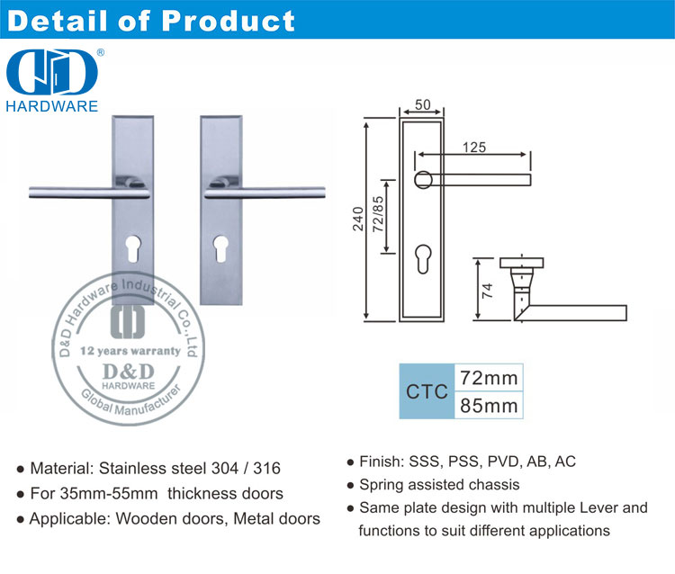 Manija de palanca moderna con placa