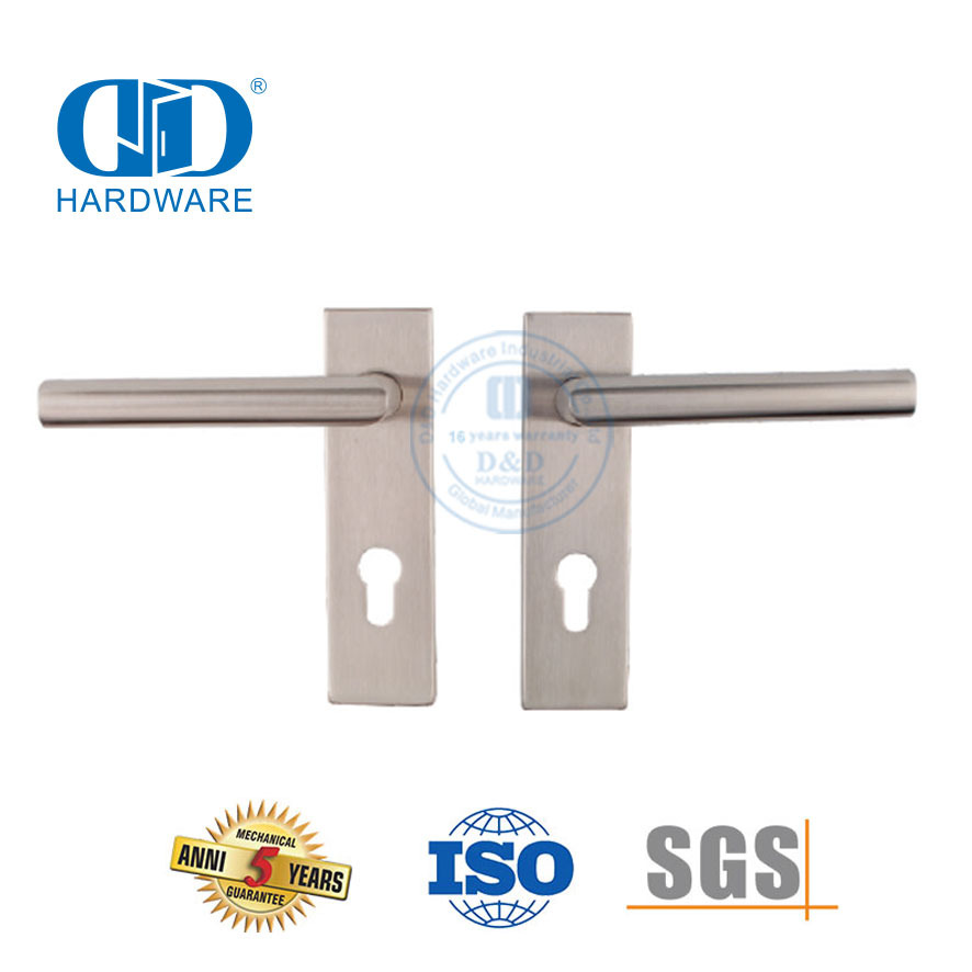 Cerradura de puerta dividida silenciosa, manija de palanca de puerta de madera para sala de estar con placa rectangular -DDTP009