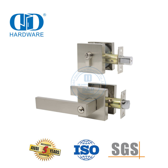Palanca de puerta de entrada con llave, cerrojo de un solo cilindro, paquete combinado ajustable, cerradura de perilla bloqueable para puerta de madera-DDLK025