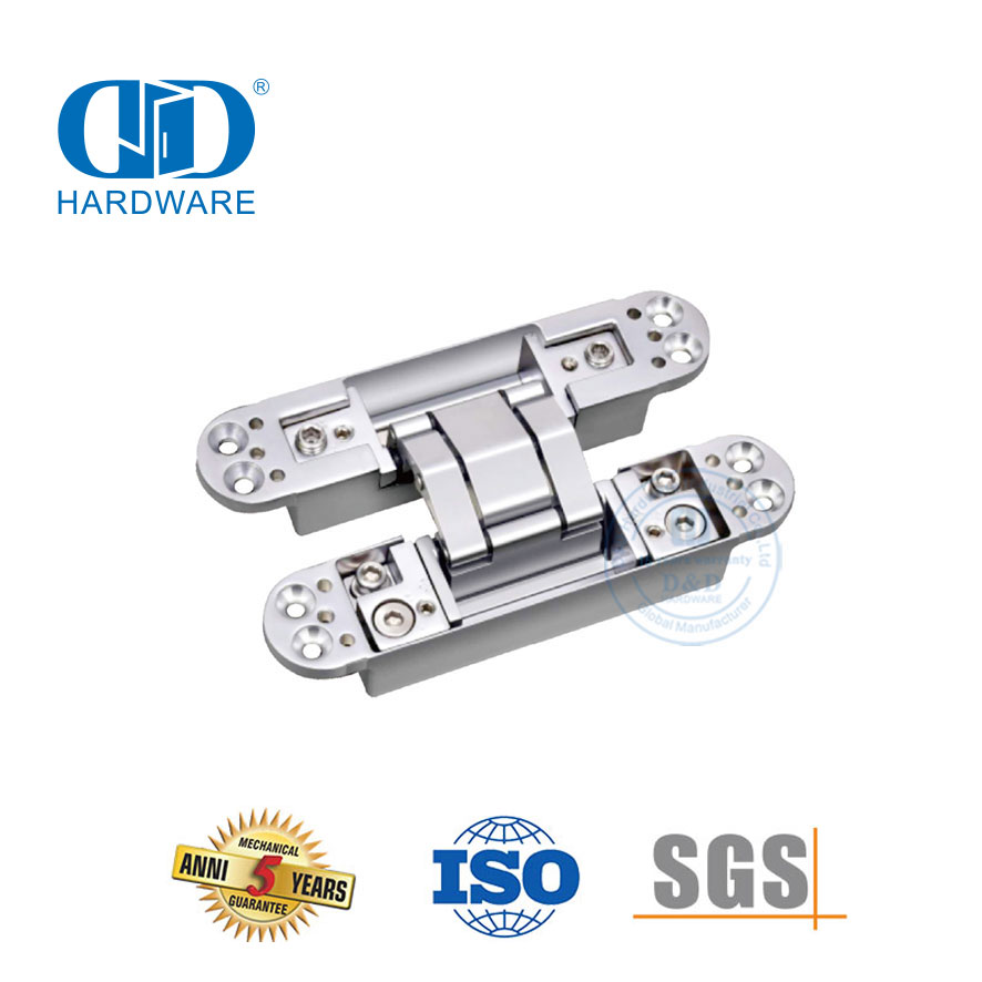 Aleación de zinc Aluminio 3D Accesorios de hardware de construcción invisibles ocultos Bisagra de puerta de baño de cierre suave de 180 grados-DDCH0011