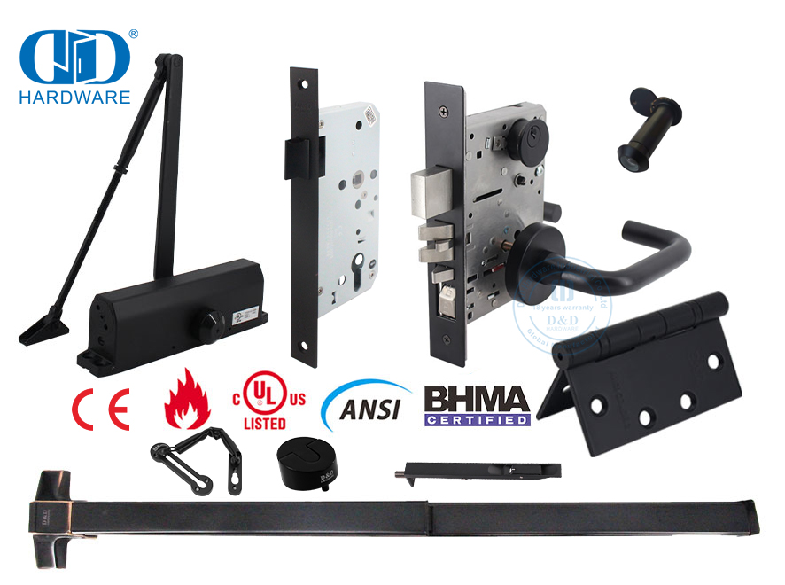 bisagras y perillas de puertas negras