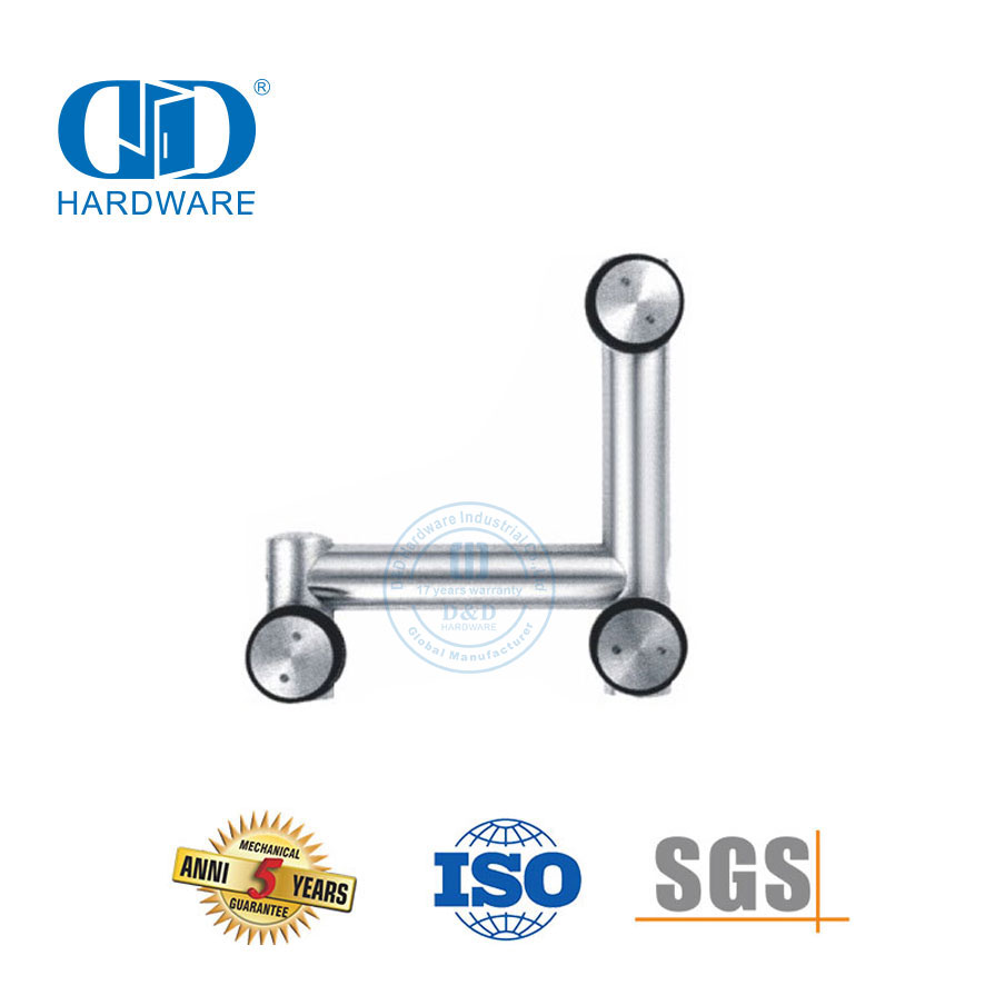 Puerta batiente de esquina de pared de vidrio de acero inoxidable, montaje sobre panel, hardware de vidrio pivotante-DDGP009