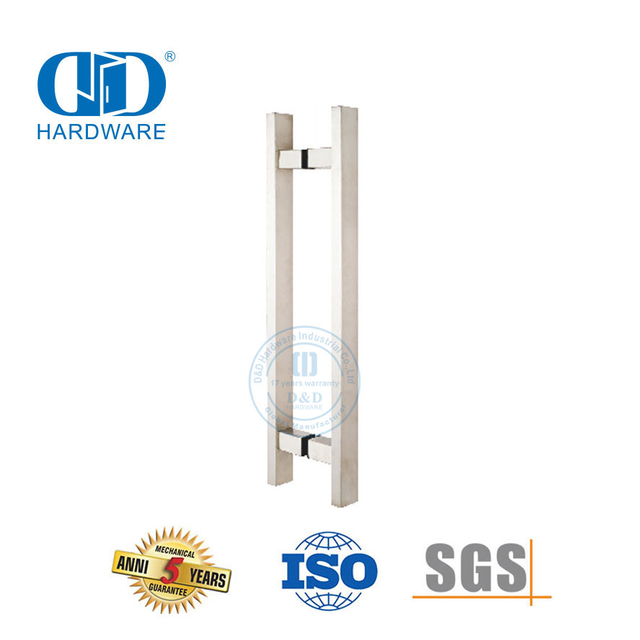 Accesorios de puerta de acero inoxidable Montaje de puerta de vidrio Tirador cuadrado en forma de T-DDPH016
