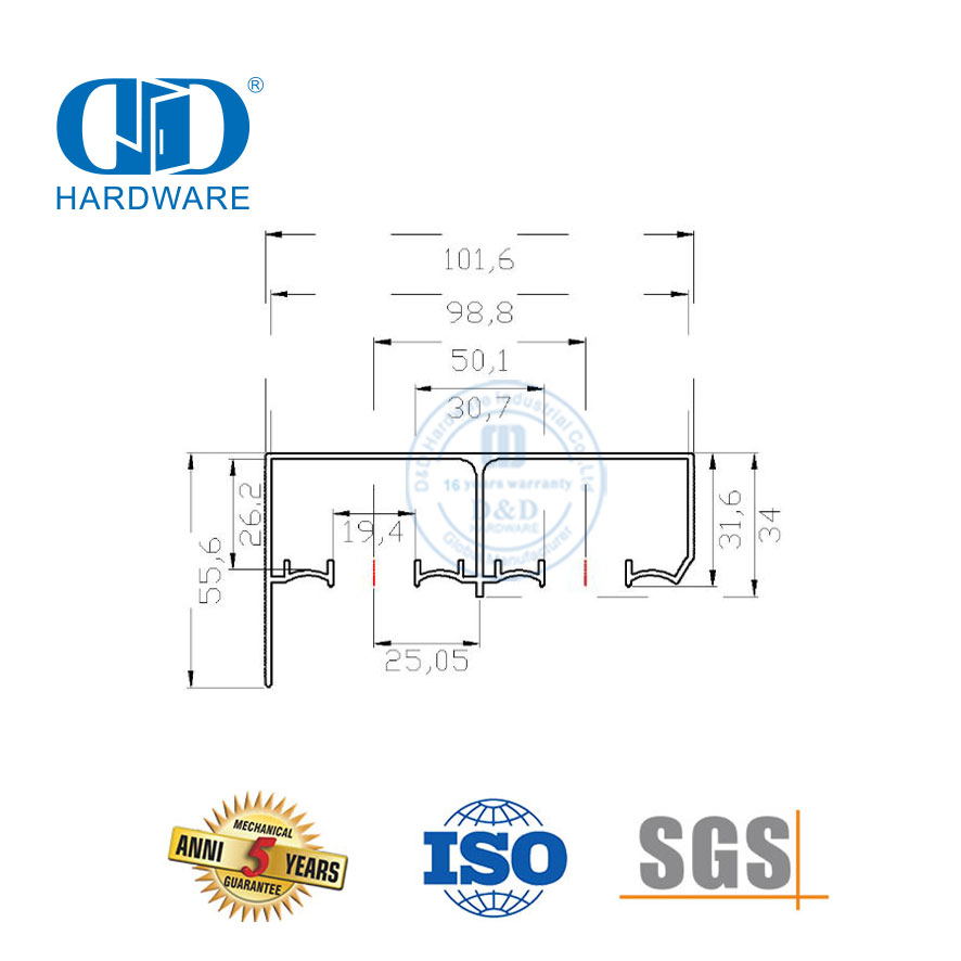 Herrajes para puertas corredizas de granero ocultas con derivación silenciosa y moderna de acero inoxidable Herrajes de acero para garaje-DDBD070
