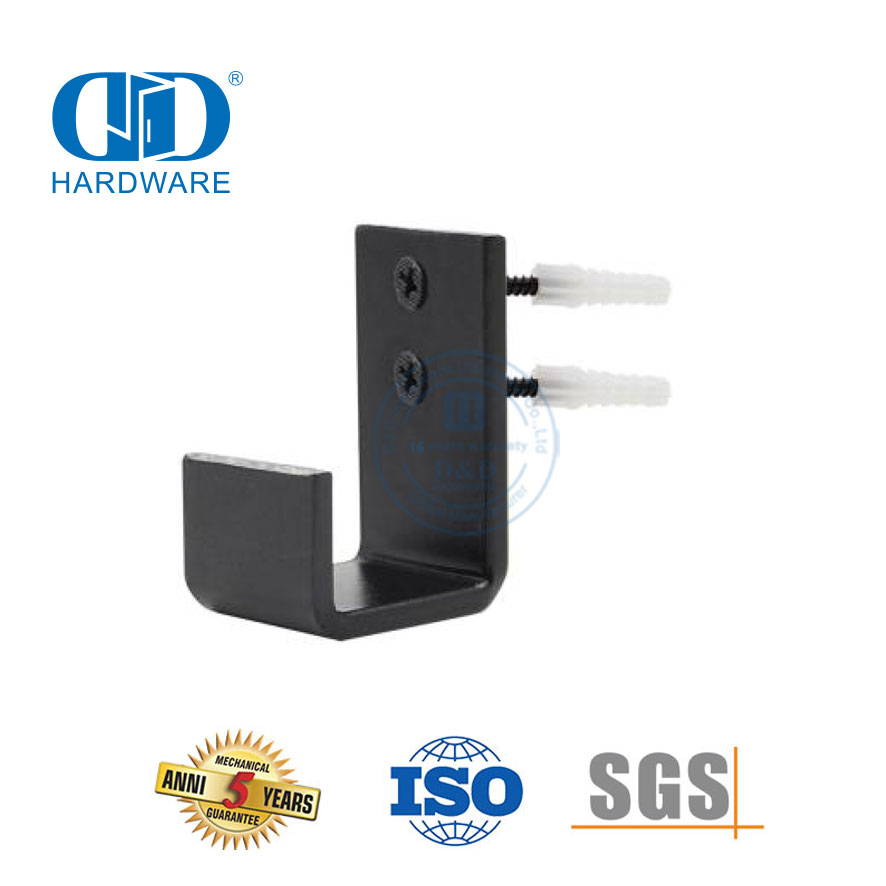 Montaje en pared negro de acero inoxidable, herrajes para puertas corredizas de Granero ajustables, guía de piso, guía de piso inferior para puerta-DDBD087