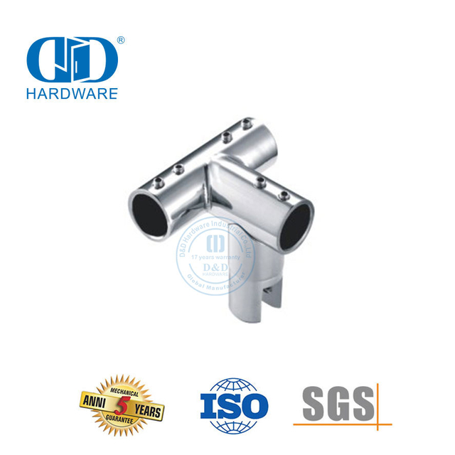 Fabricación de hardware Acero inoxidable Conector de riel en T de 3 vías de 90 grados Sistema de cabina de ducha comercial-DDSC041