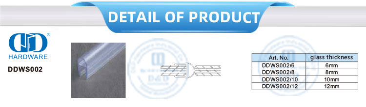 Accesorios de hardware de vidrio Ducha Puerta corrediza Baño PVC Goma Sello impermeable Tira-DDWS002