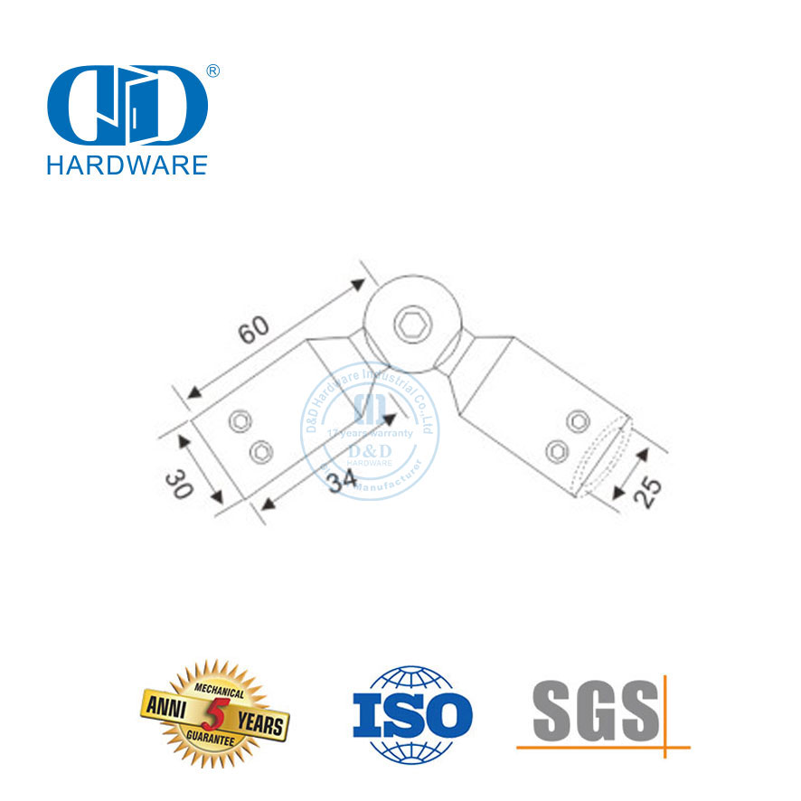 Conector de tubo redondo de acero inoxidable Soporte de baño Conectores de tubo de ducha Conector de panel Accesorios de vidrio-DDSC026