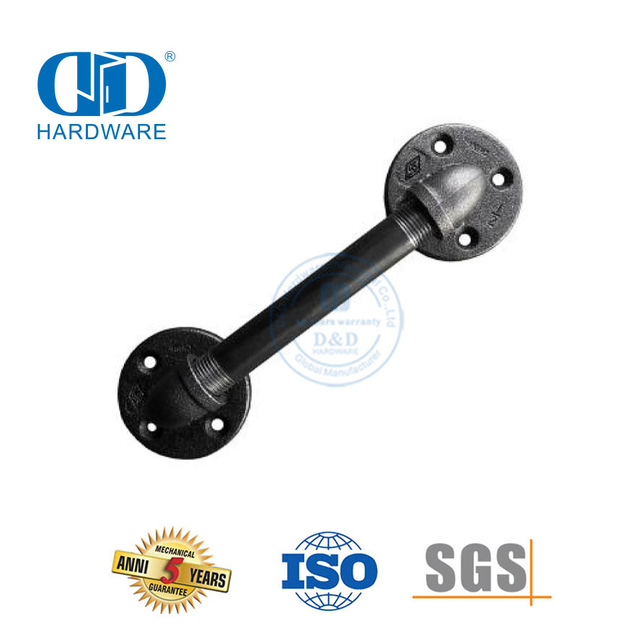 Tirador de puerta de granero de tubo de acero inoxidable, barra de agarre Industrial rústica negra para escaleras, Hardware-DDBD114 de construcción