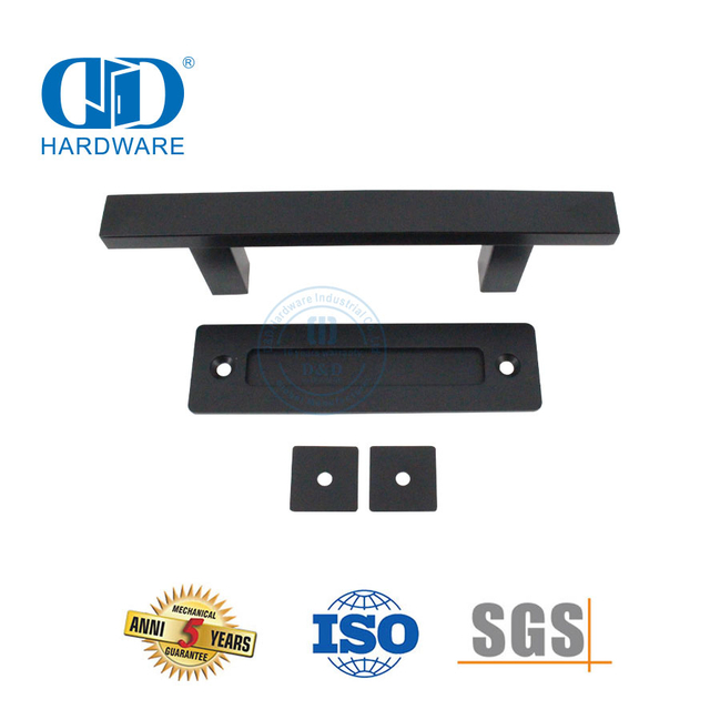 Fabricante de China Juego de manijas para puertas corredizas de granero de cocina de acero inoxidable negro mate Manija de puerta de doble cara-DDBD103 Negro