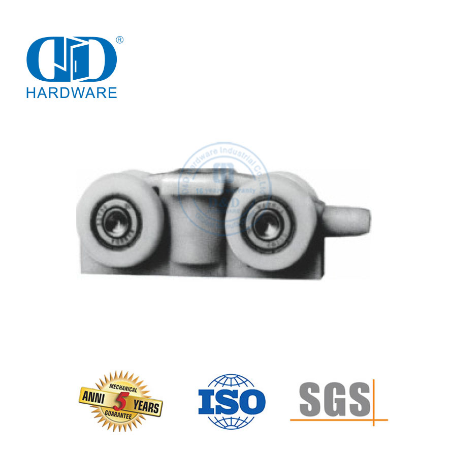 Hardware de puerta de vidrio sin marco de acero inoxidable, polea de rodillo de puerta, accesorios de muebles de vidrio para baño-DDGS154