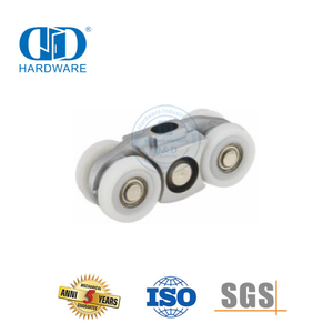 Durable acero inoxidable puerta corredera colgante rueda de rodillo accesorios de vidrio conjunto de puerta para baño-DDGS151