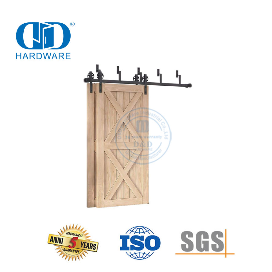 Tobogán para puerta corrediza de granero de metal con acabado negro de acero inoxidable, herrajes para construcción, herrajes para puerta, juego de rieles-DDBD021