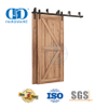 Riel oculto de acero inoxidable, juego de rodillos para puerta corrediza de madera negra mate, Hardware-DDBD022