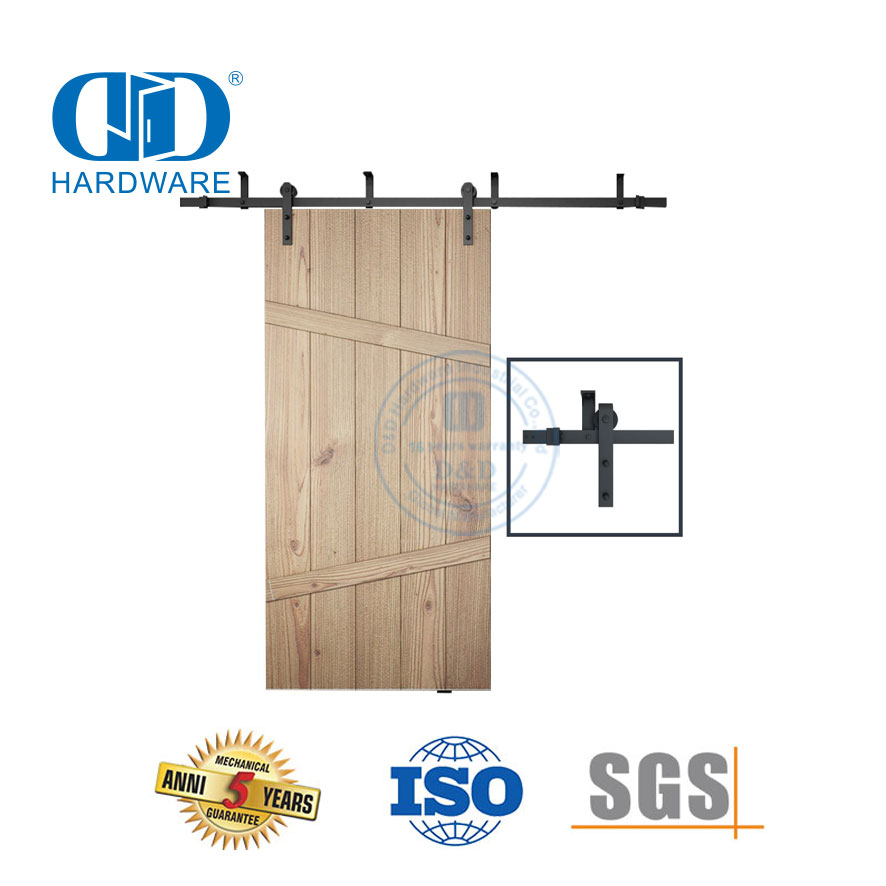Herrajes para puertas de acero inoxidable, juego de rieles, herrajes para puertas de madera de granero, herrajes para puertas de granero biplegables-DDBD007