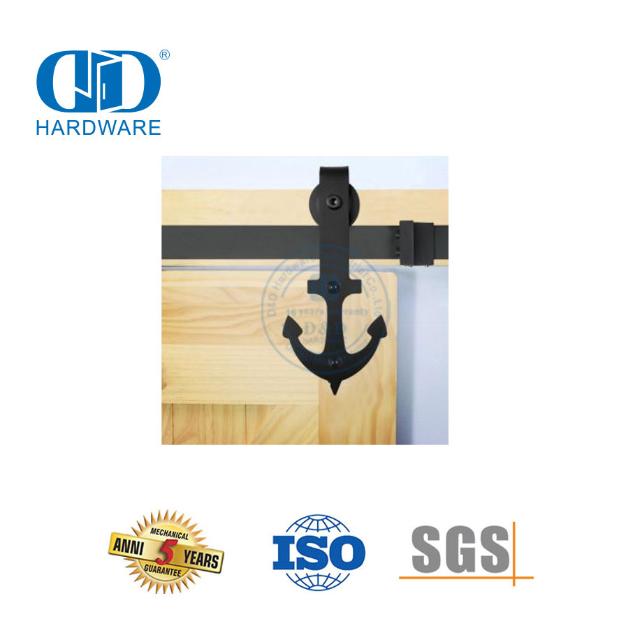 Juego de cerradura de puerta negra de diseño moderno de acero inoxidable, herrajes para puertas corredizas de granero, herrajes para puertas, juego de rieles-DDBD011