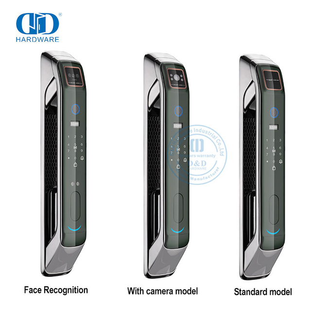 Monitor de cámara WiFi Audio y captura de imagen Cerradura de puerta automática con reconocimiento de huellas dactilares, palma y rostro -DDEL008