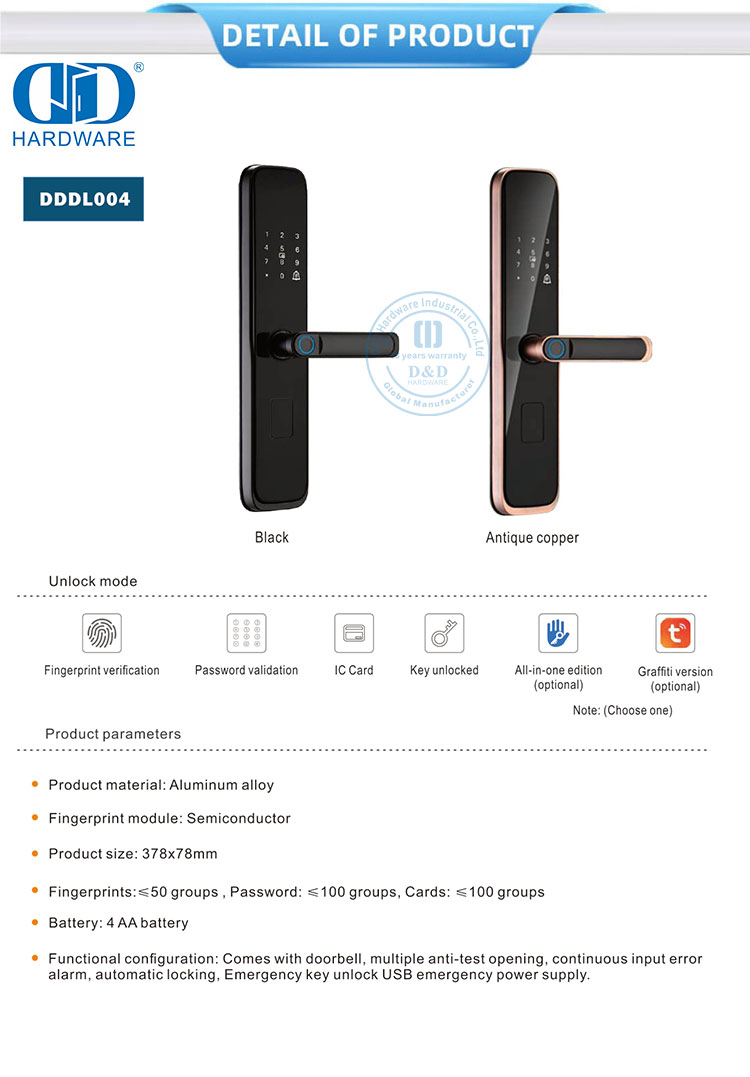 Cerraduras de puerta inteligentes con huella digital