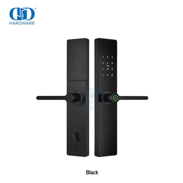Cerradura de puerta inteligente semiautomática electrónica de seguridad con entrada sin llave y huella digital con manija -DDDL009