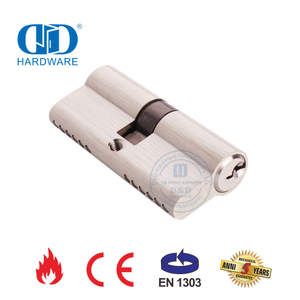 EN 1303 Cilindro de puerta comercial de hardware duradero estándar europeo de latón con acabado de níquel satinado-DDLC003-70mm-SN